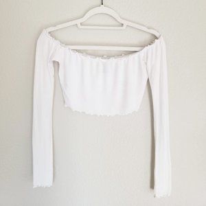White Off the Shoulder Crop Top